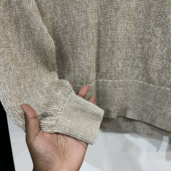 J Crew Women’s Relaxed Cotton Linen Blend Beach Sweater Beige Medium - Picture 4 of 6